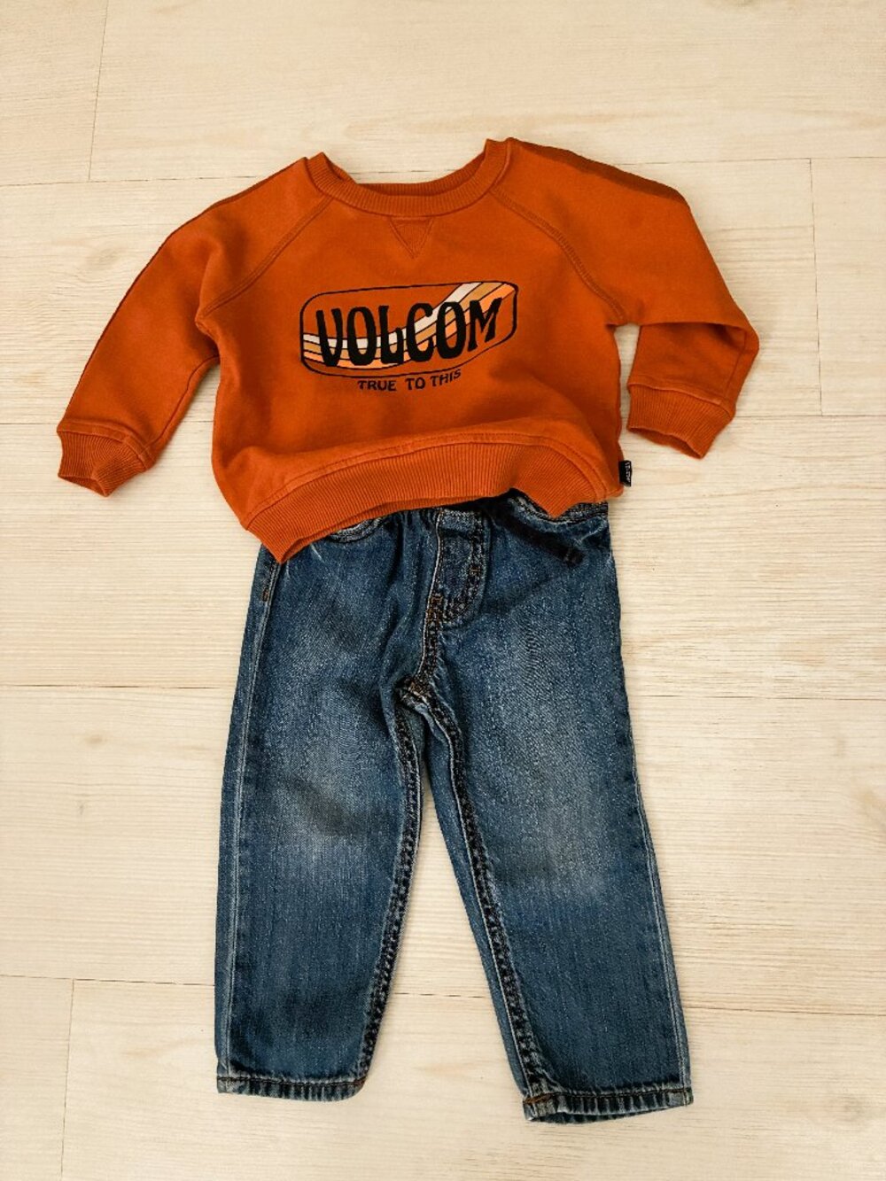 Volcom Baby Boy LS Rust Sweatshirt and Carter's Blue Jeans Bundle Size 18M